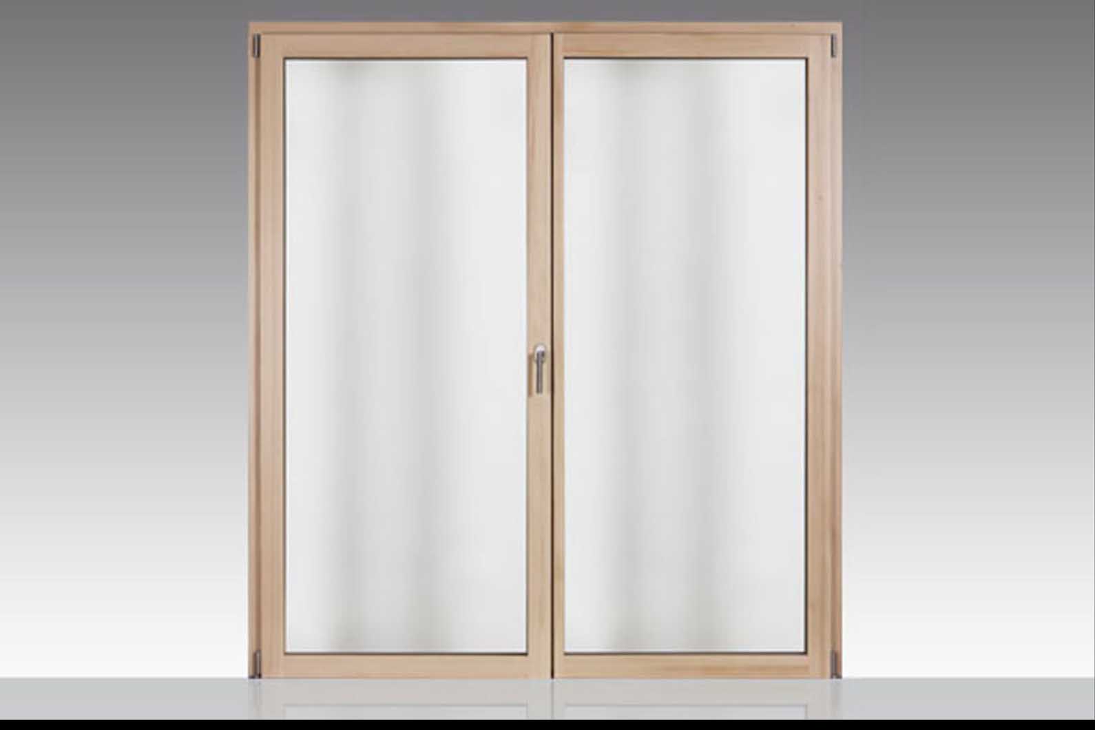 Holz Alu Balkontür Classic modern Fichte farblos Innenansicht