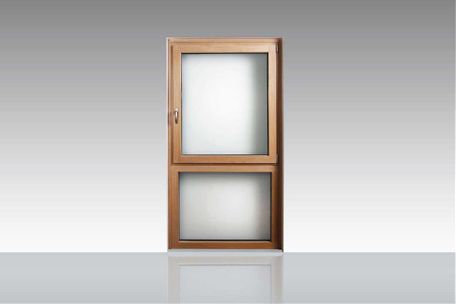 Passive house window oak colorless interior view