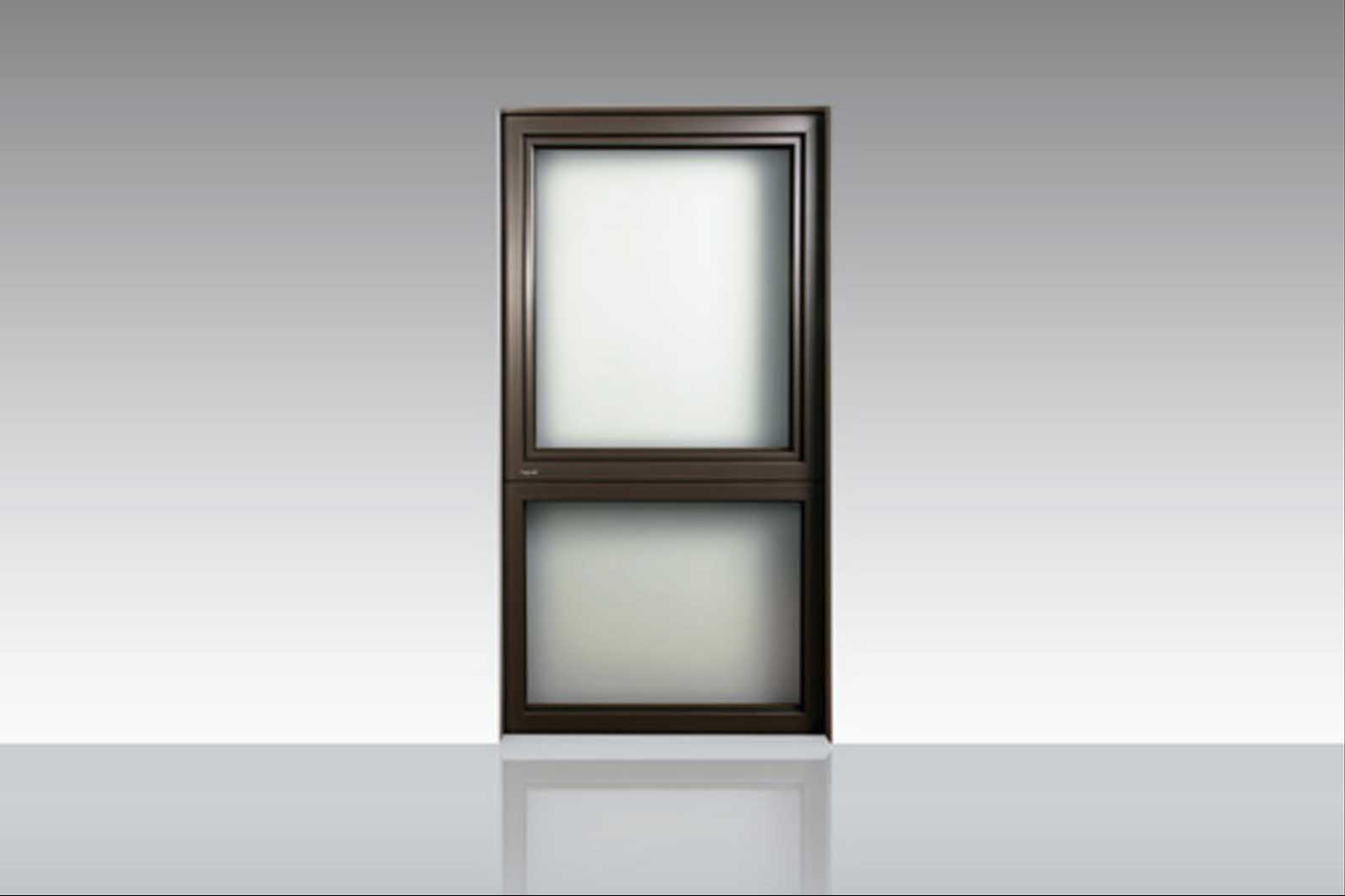 Passive house window RAL sepia brown exterior view