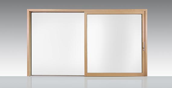 Hebeschiebetür Holz Alu Classic Fichte farblos Innenansicht